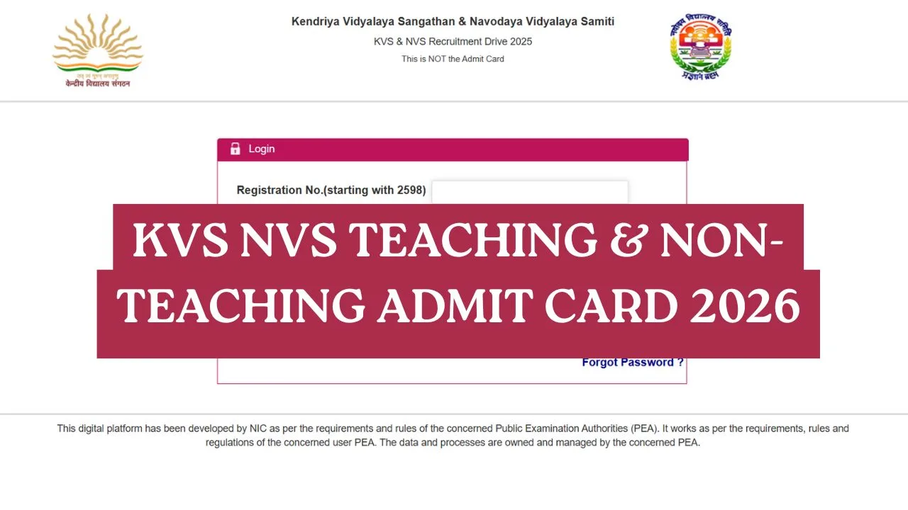 KVS NVS Teaching & Non-Teaching Admit Card 2026