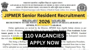 JIPMER Senior Resident Recruitment 2026