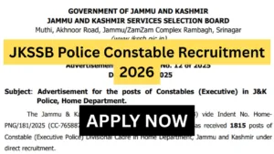JKSSB Police Constable Recruitment 2026