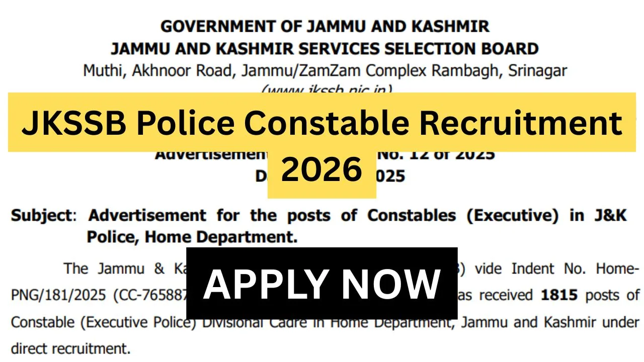 JKSSB Police Constable Recruitment 2026