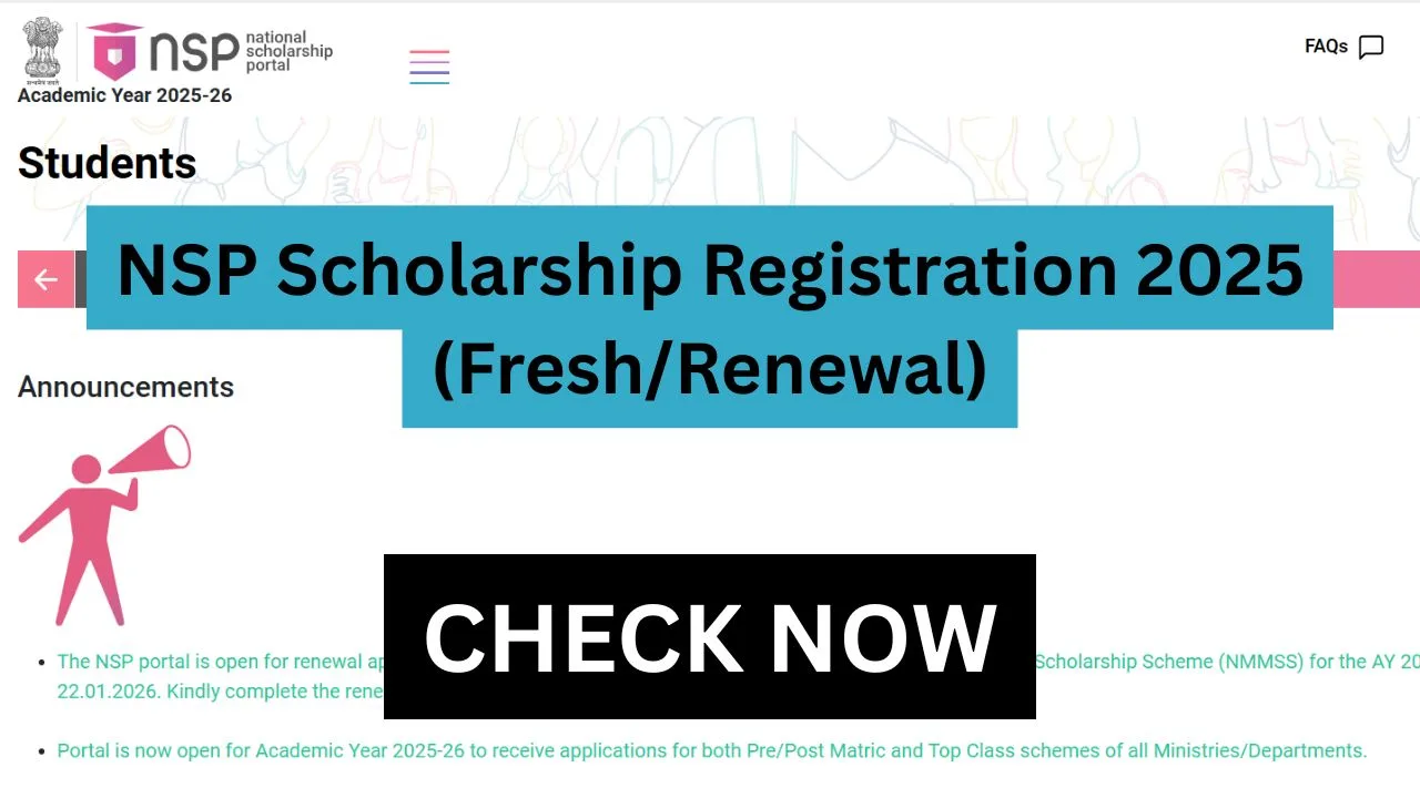 NSP Scholarship Registration 2025 (Fresh/Renewal)